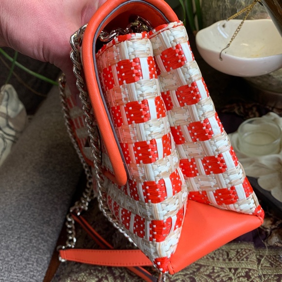 Authentic KATE SPADE Straw/Leather Flap turnlock crossbody/Shoulder bag - Picture 8 of 16